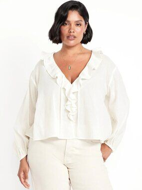 OLD NAVY - Sheer Tie-Front Ruffle Top - Size 2X
